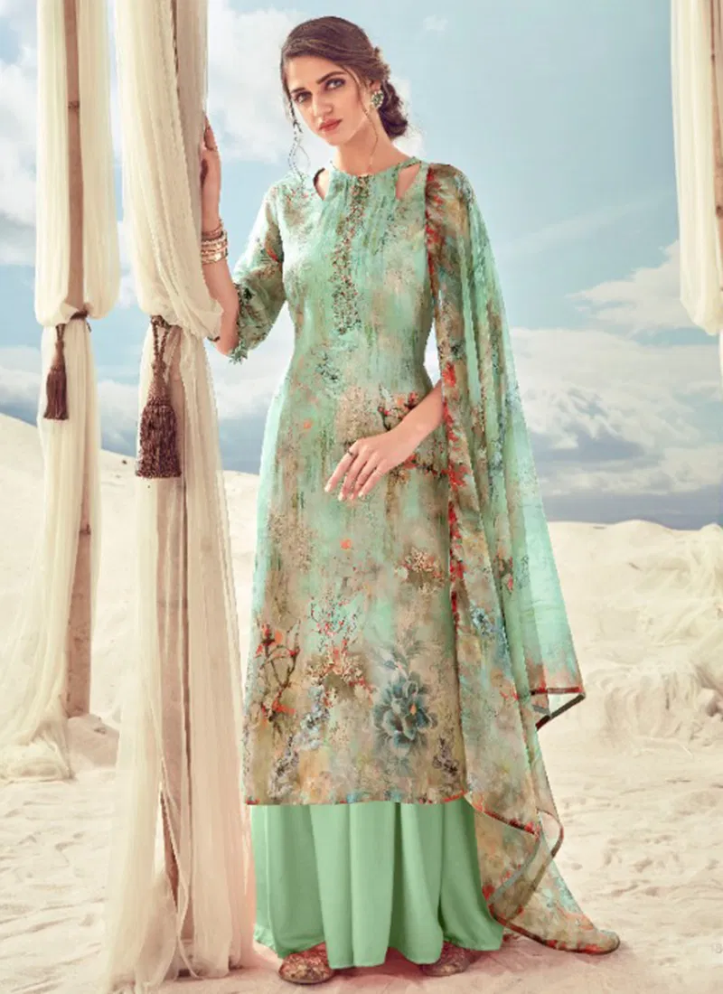 Aaisha Pure Jam Digital Print Diamond Swarovski  Work Plazo Suit Collection 486-001-010